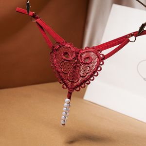 Vintage Heart Design Beading Lady Lady confortável Mulheres bordadas Triângulo G-String calça curta