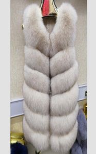 Women039s Natural Real Blue Fox Fur Vest Waistcoat Gilet Coat Jacket ärmlös tjock varm vinterlång äkta lyx lång y2015578972