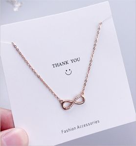 Zarte 925 Sterling Silber Infinite Halsketten für Frauen Zirkonkette Personalisierte Halskette Geschenk Ins Collares Forever Love2349037