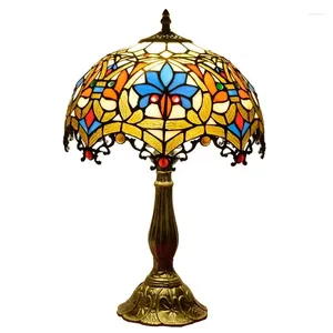 Bordslampor Vintage Tiffany Lamp Medelhavet Barock Stainat Glass Desk Light Led Restaurang Bar Bedside Lighting Fixture Home Decor