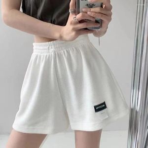 Kvinnors shorts solid färg kvinnor sommar hög midja sport lösa bottnar kvinnliga avslappnade elastiska midja byxor hemkläder