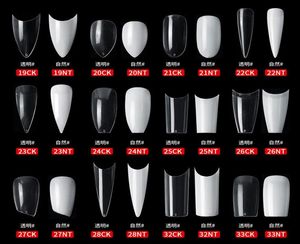 500PCSBAG Naturalne Clear Fałszywe Acryl Paznokcie Pokrywa Fullhalf French Sharp Ballerina Fałszne paznokcie UV żel Manicure Tools HP6645074