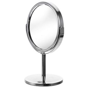 Kompakte Spiegel Desktop Make-up-Spiegel doppelseitig rotierende kreisförmige klassische 4-Zoll-Silberdesktop für persönliche Reise Q240509