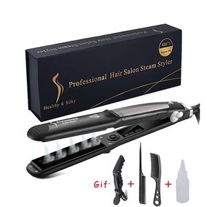 Hårrätare Professional 6 Gear Temperatur Curler Steam Flat Iron Strainting Tourmaline Ceramic Styling 240425