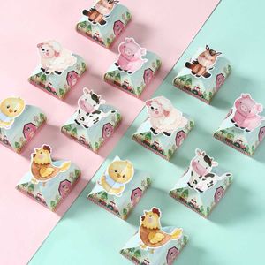 3 pezzi Wrap regalo 12 pezzi Farm Tema Tema Candy Cake Cookie Box Regato di imballaggio Animal Packaging Borsa di compleanno Decorazioni per matrimoni FORNITO