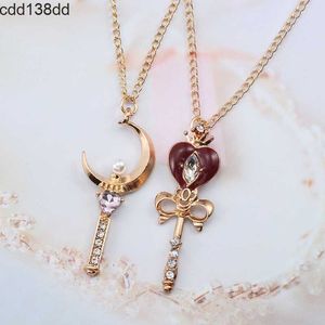 Hänge halsband hängar halsband anime sjöman kvinnor kristall pärla kärlek hjärtmåne venenden tecknad segelormon smycken smycken