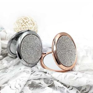 Compact Mirrors Mirror Travel Exit Makeup Tool Rose Gold Round Portable Folding Set Pocket Double sided Q240509