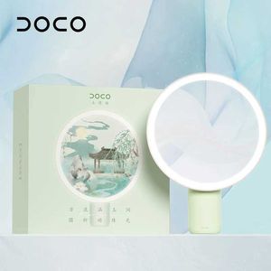 Compact Mirrors DOCO Desktop Makeup Mirror LED Light Stepless Dimming Ultra Transparent Beauty China Series Classic Cute High Quality Gift Q240509