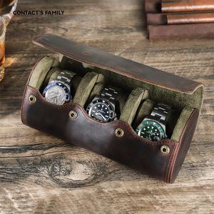 Vintage Genuine Leather 123468 Slot Watch Roll Travel Travel Case Organizzatore di deposito portatile Box Gift 240427