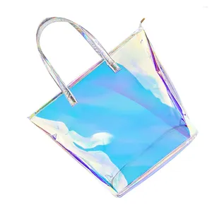 Bolsas de armazenamento fãs de fãs de fã de grande carteira feminina maquiagem holográfica de praia clara iridescente