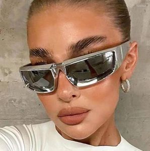 Sonnenbrille Vintage Y2K Hip Hop für Frauen Modemarke Weiß Schwarzer Verlauf 3d Sonnenbrille Männer Pilot fahren Arch Shades7669830