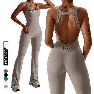 Lu Yoga Bodysuit Align Jumpsuit 2023 Women's Yoga Bodysuit Loose Leg One Piece ummy Control Jumpsuit with Back Hole Rompers Sports Workout