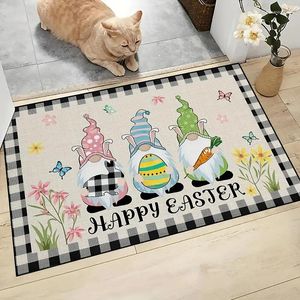 Mattor 1pc Happy Easter -tema Dörror Lovely Mönster Area Rug Non Slip Indoor Outdoor Door Mats Kasta matta för hemdekorationer