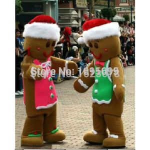 Mascot Costumes Christmas gingerbread man Mascot Costume Adult Size Outfit Plush Costumes Fancy Dress