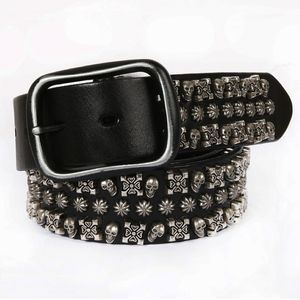 Paski do czaszki dla kobiet mężczyzn Punk Rock Style Belts Nit Stude Hip Dekoracyjny pasek dla kobiet mężczyzn Wysoka Qurity 308a