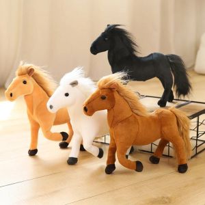 Simulação cavalos de pelúcia de brinquedo macio bonecas de animais macios na vida real travesseiro Mustang para crianças Presentes de decoração de aniversário criativos