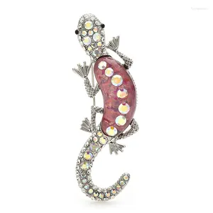 Spille wulibaby affascinante lucertola per donne unisex unisex a 4 colori rinestone resina gecko animale da festa per alloggia