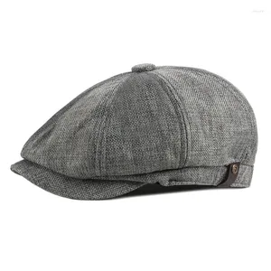 Berets Männer Sboy Hats Peaky Herbst Vintage Fischgramm Oktagon Cap Women Casual Stripe Gatsby Flat Hut 56-61 cm