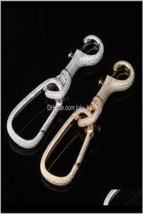 Ringe Drop Lieferung 2021 Luxusdesigner Schmuck Schlüsselbund aus Bling Diamond Chain Hip Hop Key Ring Männer Accessoires Gold Sier4385459