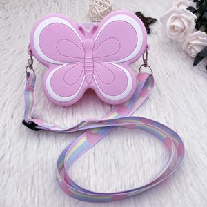 Cartoon Butterfly Crossbody Bag Children Silicone Phone Pouch Shoulder Bags Satchel Girls Lovely Purse Animal Handbags Wallets 240429