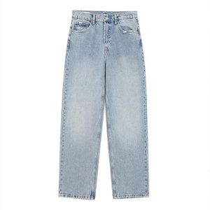 Kvinnor mode jeans solid färg lösa byxor gradient casual streetwear byxa trasiga hål dekorerade 240510