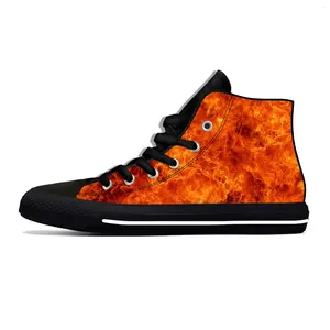 Casual Shoes Summer Anime Cartoon Flame Flaming Fire Fashion High Top Breattable Men Women Sneakers Lightweight Board