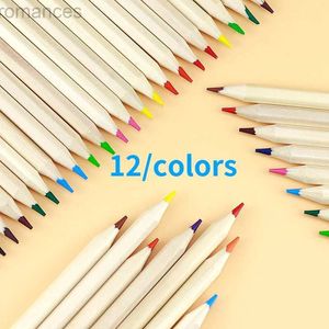 Pencils 12/color Natural Wood Colored Crayon Pencil Multi color Art Kawaii Childrens Gifts School Stationery Supplies d240510