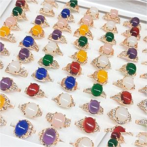 Solitaire Ring Wholesale Mix Color Size Men Women Natural Stone Diamond Rings Steel Jewelry Party Drop Delivery Dhgarden Dhahi