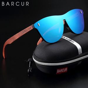 Barcur Brand Design Naturholz Tempel Sonnenbrille Männer polarisierte Frauen Mode Sonnenbrille Spiegel Schatten UV400 240510