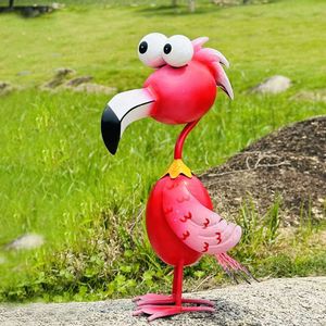 Kircust Flamingo Dekor Bahçe Heykeli Açık Metal Kuş Sanat Pembe Flamingoları Avlu Veranda Arka Bahçesi Sundurma Süslemeleri