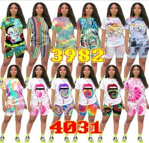 여자 039s 2 피스 반바지 세트 패션 인쇄 스포츠 캐주얼 티셔츠 바지 세트 플러스 사이즈 S4XL 의류 4405418