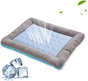 Cama de produtos de refrigeração para cães gatos filhote de cachorro gatinho cool tapete manta de gelo de gelo material de seda macia para verão dormindo rosa azul respirável 240510