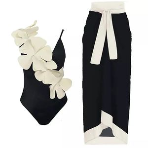 Retro One Piece Swimsuit kjol axelbandlig baddräkt tryck blommig badkläder kvinnor bantning baddräkt strandkläder 240509