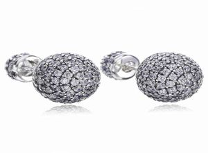 Real 925 Brincos de bola de cristal natural de prata esterlina 925 Jóias prateadas para mulheres Diamond Diamond Disco Disco Stud Earring1280063