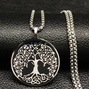 Pendant Necklaces Yoga Stainless Steel For Men Black Tree Of Life Choker Necklace Amulet Jewelry Gift Arbre De Vie N724S06