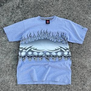 Amerikan Gotik Punk Kafatası Kemik Mektubu Baskı Büyük Boy T-Shirt Erkek Y2K HARAJUKU KAYNAK Pamuk Gevşek Kısa Kollu Top 240430