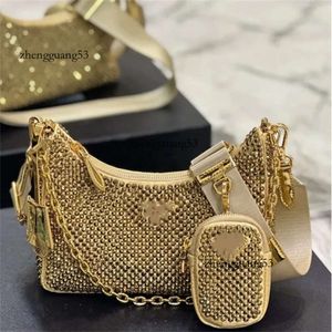 P Bag Super Temperament Beautiful Diamond Bag Ladies Summer New Trend Fashion Handbag Net Red Under Shoulder Bag Small Square Bag Crescent Bag Three 902