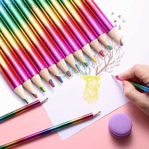 Pencils 2/4/12 Gradient Rainbow Pencil Adult Large Color Pencil Multicolor Pencil Art Drawing Color Sketching d240510