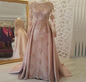 Arabiska musilm aftonklänningar fest elegant för kvinnor dubai caftans saudiarabiska långa sleves spets vintage prom klänningar1725262