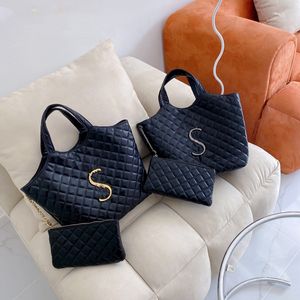 Trendência da moda Mulheres Totes Bolsa Bolsa Designer Mulher ICARE Maxi Shopping Bolsa de compras preta Branca de couro Bolsas de praia Bolsas de praia 2517