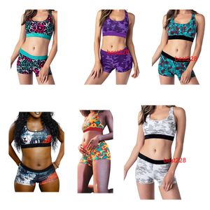 Menas de banho de roupas de banho feminina Conjunto de maiôs de maiô dividido Terno esportivo elástico Braço de biquíni+calça curta Duas peças de streetwear de duas peças