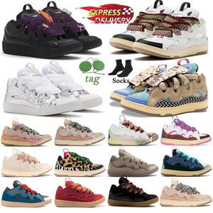 High Quality Designer Shoes Lavines Curb Leather Men Women Casual Embossed Leather Curb Sneakers Lace-up Sneaker Calfskin Platformsole Des Chaussures Mens Trainer