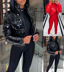 Women039s Jackets Winter Jacket Coats Faux Patent Leather Solid Standup Collar Warm Long Sleeve Women Outerwear Zipper Casual 1990903