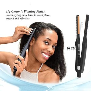 전기 스타일링 도구 세라믹 헤어 크림 퍼 부어링 컬링 Lron Straightener and Curler 2 In 1 240506