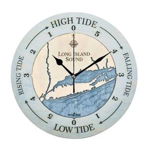 Relógios de parede Costeira Long Island Sound Tide Relógio para sala de estar Round Round Watch Home Decoration 12 14 polegadas Q240509