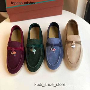 로로 피아노 LP LOROSPIANASL 23 NEW SLIP-ON SHOE WOMENS 소프트 솔로 가죽 스웨이드 술 영어 스타일 플랫 밑창에 게으른 캐주얼 신발 신발