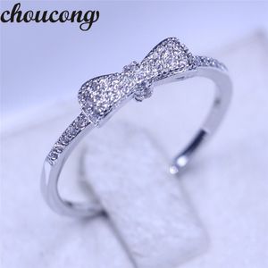 Choucong Bow Style Women Ring Pave Set Diamond 925 Sterling Silver Engagement Wedding Band Ring For Women Män älskar smycken 208K
