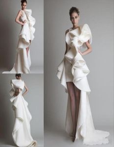 Vestidos de baile One ombro Apliques de babados Bainha Hilo Organza Dress Dress White Ivory Krikor Jabotian Vestidos de noiva em camadas de camada