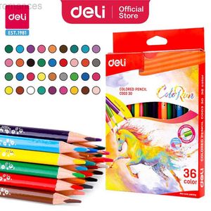 Pencils Deli Color Pencil 12/18/24/36 Color Art Painting Wood Color Pencil Kit Color Art School Supply Childrens Painting d240510