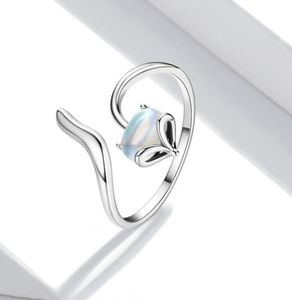 Nya originella smycken med sidonstenar Moonstone Fox Open Ring Special Niche Style Crystal Jewel S925 Silver Ring81720252113089